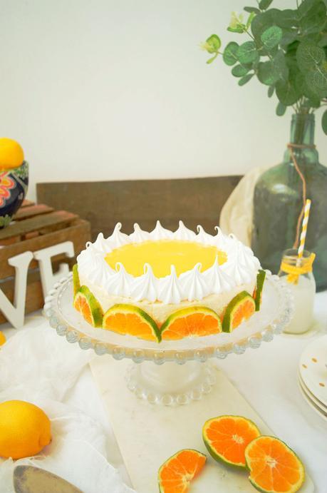 Tarta mousse de nubes con crema de mandarina y merengue suizo #Asaltablogs