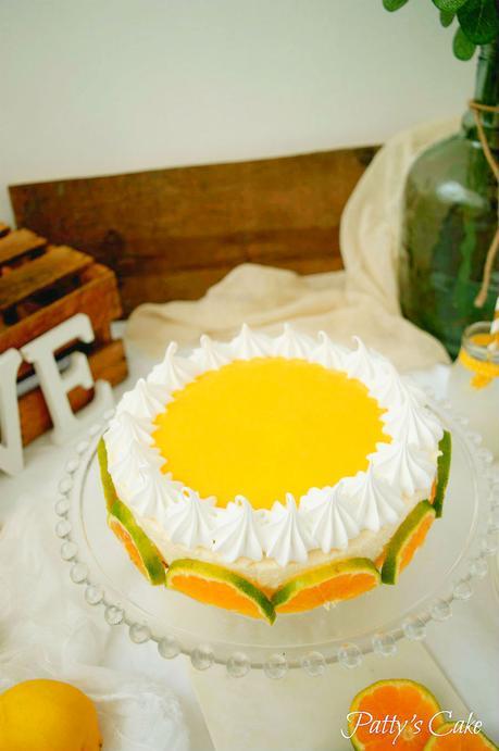 Tarta mousse de nubes con crema de mandarina y merengue suizo #Asaltablogs