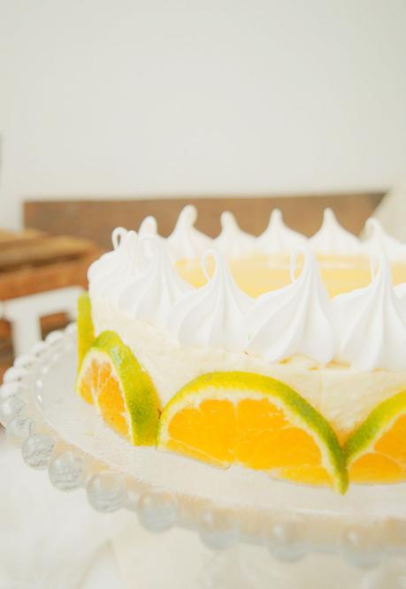 Tarta mousse de nubes con crema de mandarina y merengue suizo #Asaltablogs