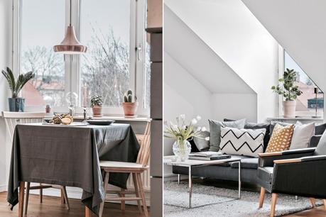 salón buhardilla pared de cristal estilo nórdico distribución diáfana distribución abierta decoración viviendas pequeñas decoración practica y acogedora decoración minipisos decoración en blanco decoración áticos blog interiores 