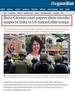 Sospechosos del asesinato de Berta Cáceres, entrenados en Estados Unidos
