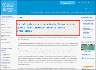 OMS: lista de bacterias que requieren nuevos antibióticos urgentemente