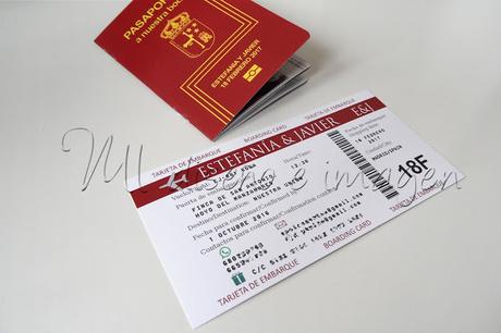 Invitaciones de boda Pasaporte + tarjeta de embarque