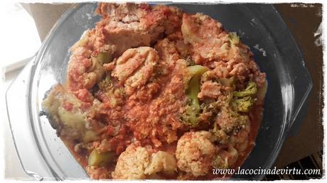 Coliflor y brocoli con tomate cocción lenta