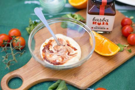 Salsa coctel con langostinos y piña