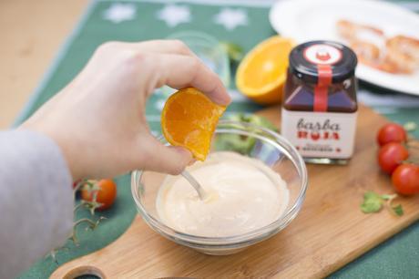 Salsa coctel con langostinos y piña