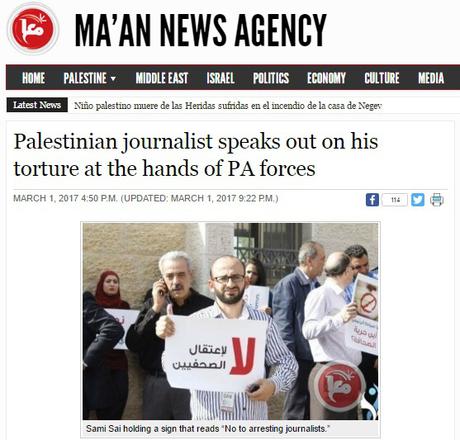 Periodista palestino es torturado … por la Autoridad Palestina.