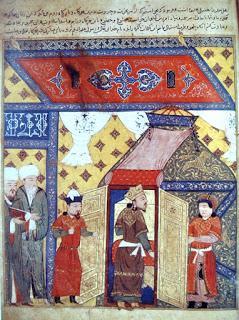Marco Polo visitando al ilkán de Persia.