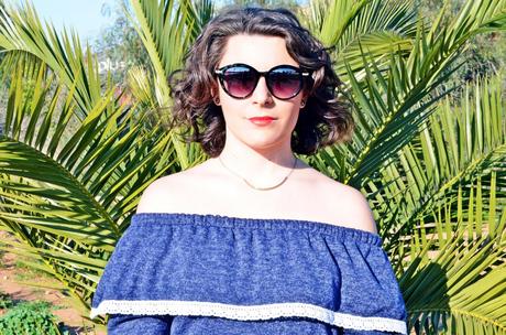 Vestido escote bardot con volante