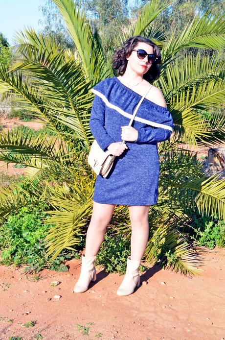 Vestido escote bardot con volante