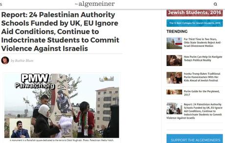 Adoctrinando en el odio: 24 escuelas palestinas fundadas por la U.E y el Reino Unido incitan a la violencia y el odio.