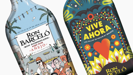 Así es la botella de Ron Barceló para Fallas diseñada por Malota y Carla Fuentes