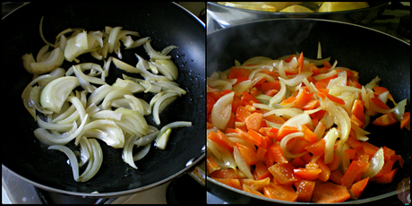 sofrito de verduras para el relleno