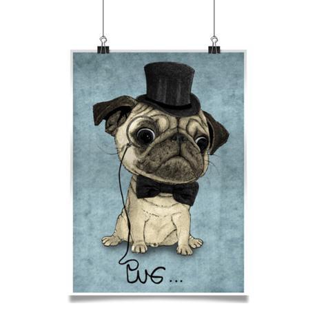 illustration in hipster style, dogs, pugs