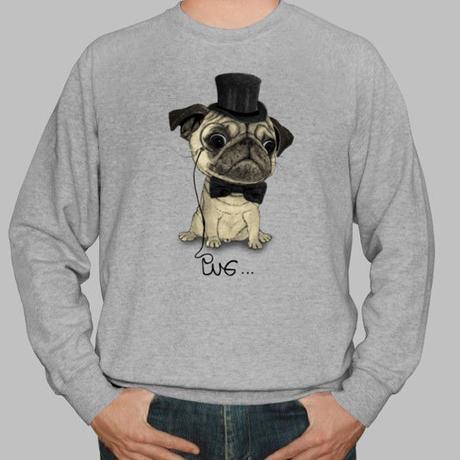 hipster illustration by Barruf, pug tshirt and hoodie