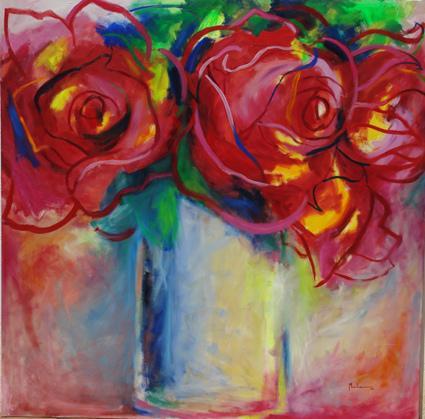 Jarrón con rosas de Muher