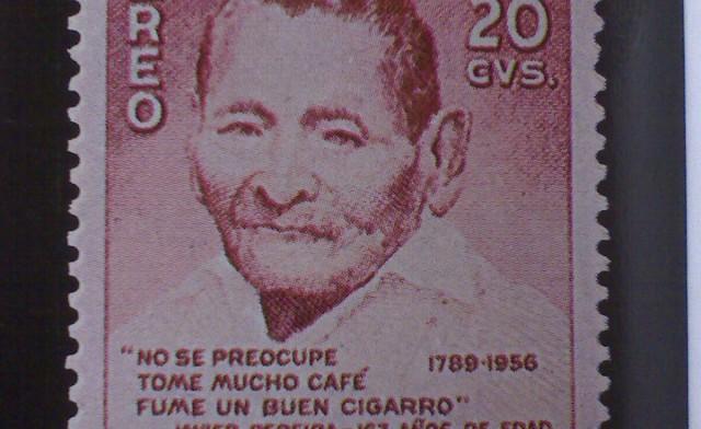 Sello con Javier Pereira, el cual vivió unos 157 años, tomando café y fumando puros.