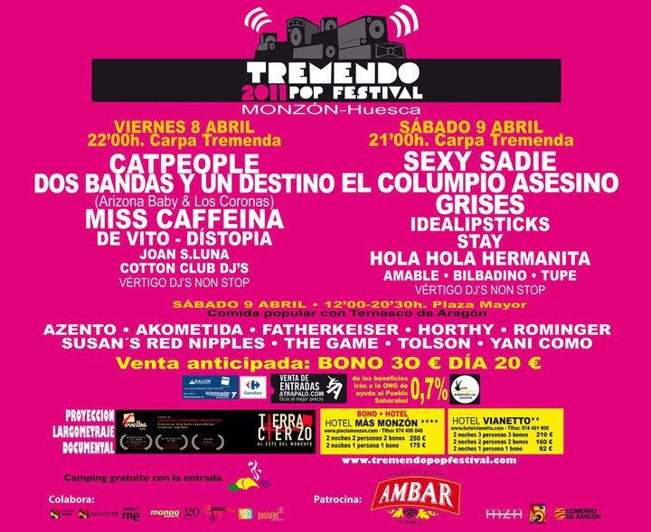 El Tremendo Pop Festival 2011 cierra su cartel