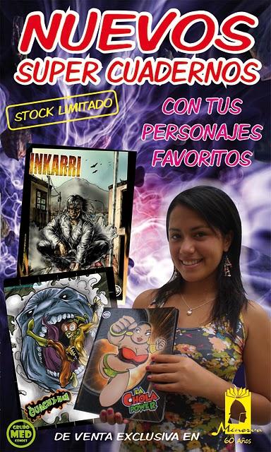 Personajes de historieta peruanos en caratulas de cuaderno Minerva