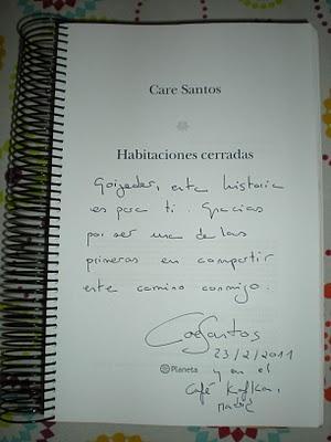 Presentación de Habitaciones cerradas, de Care Santos, en Libros y Literatura