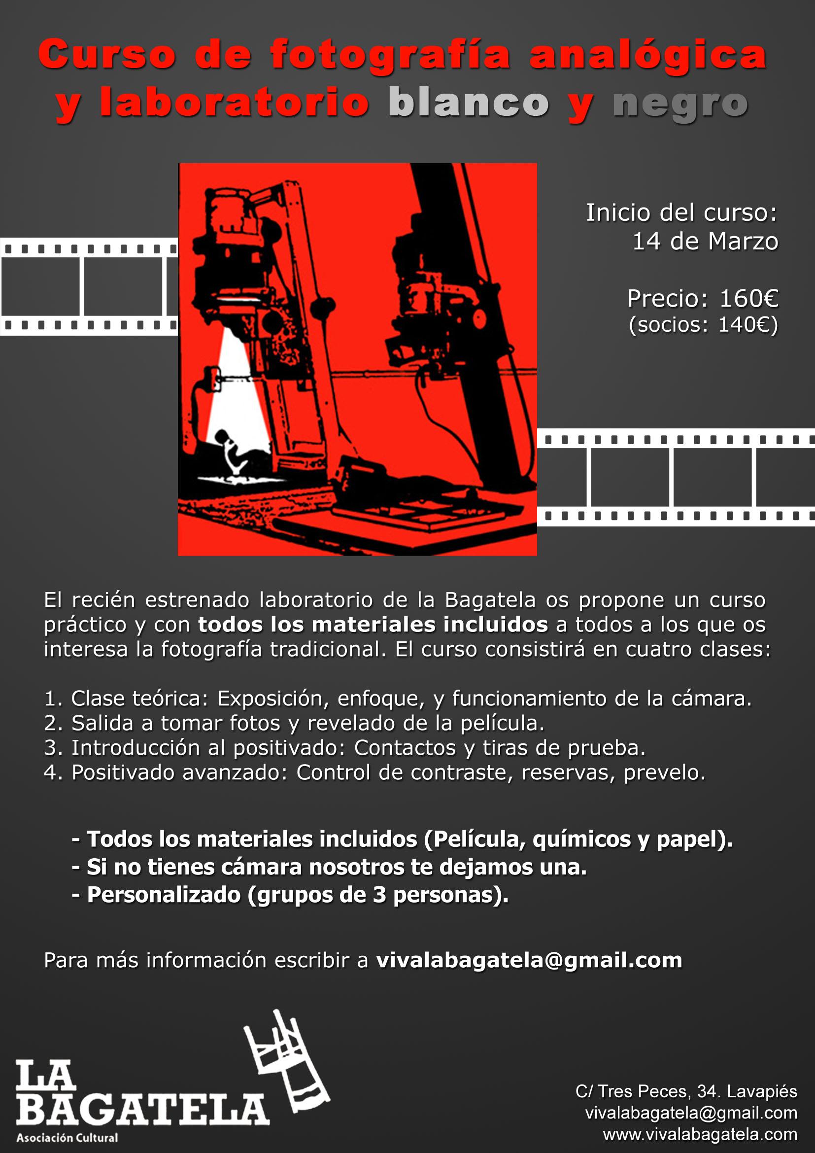 Curso de fotografía analógica  y laboratorio blanco y negro