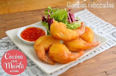 receta gambas rebozadas, sin huevo, sin leche, sin lactosa, rapida, facil, aperitivo, cocina con marta