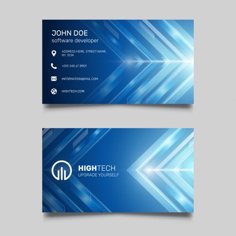 Blue Business Card with Bright Lines