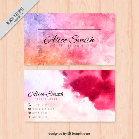 Colored Corporate Card in Watercolor Style