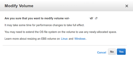 modify EBS volumen por DBigCloud