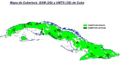 Mapa de Cobertura GSM (2G) y UMTS (3G) de Cuba