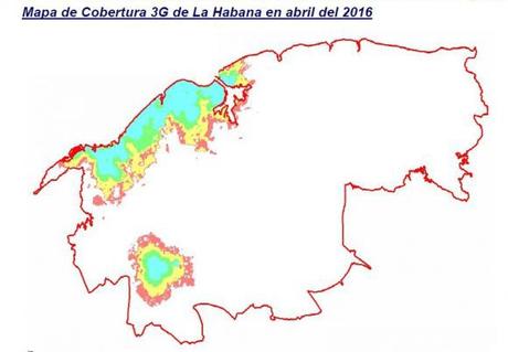 Mapa de Cobertura 3G de La Habana en abril del 2016