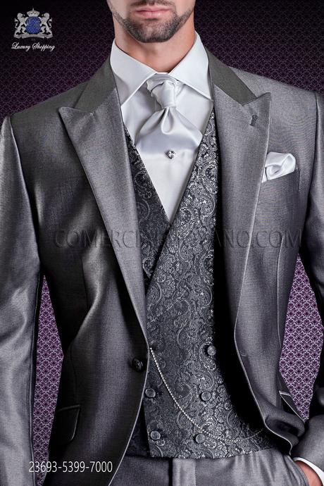 Monje disfraz Acera Traje de novio gris metalizado con cuello raso negro - Paperblog