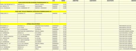 Horarios del Fútbol en Ourense, 25 y 26 de Marzo