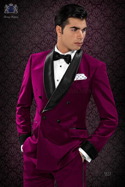 Esmoquin italiano cruzado borgoña mixto lana Ottavio Nuccio Gala