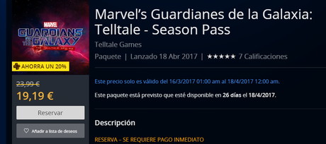 PlayStation Store desvela la fecha de lanzamiento de Marvel’s Guardianes de la Galaxia: Telltale