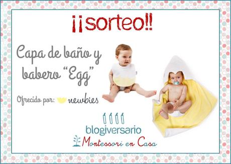 Sorteo capa de baño y babero Newbies (4º blogiversario Montessori en Casa)