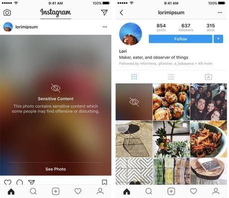 Ejemplo del nuevo filtro de censura en Instagram