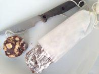 Salami de chocolate, sin gluten y sin leche