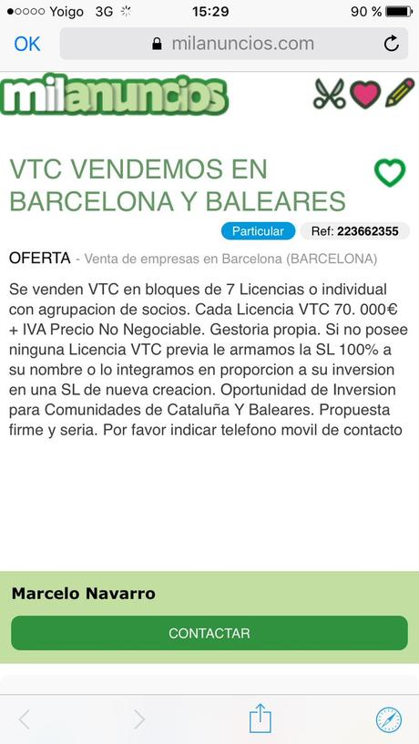 cabify vende licencias vtc