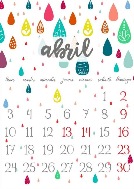 Imprimible: Calendario Abril 2017