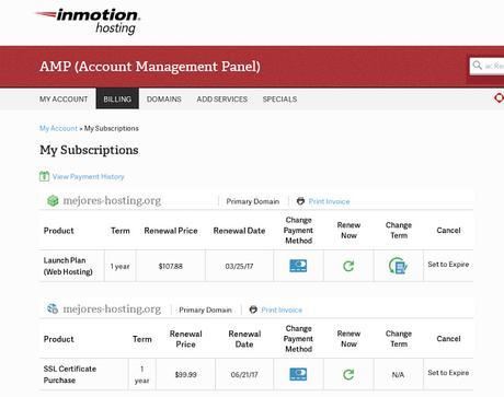 Como dar de baja una cuenta de Inmotion Hosting