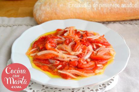 ensaladilla de pimientos asados, pimientos rojos, receta, Málaga, receta típica malagueña, sana, cocina con marta