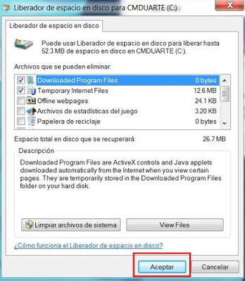 Como reducir espacio en disco duro con Windows 7