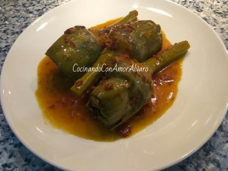 Alcachofas Estofadas con Jamón