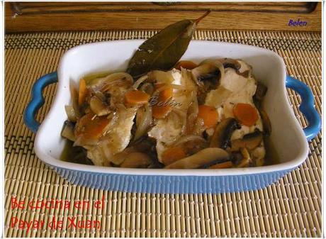 Escabeche de pollo con champiñones
