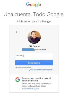 Iniciando sesión blogger
