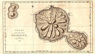 Plano antiguo de la isla de Tahití.