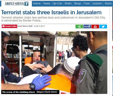 Terrorista palestino apuñala a tres israelíes.