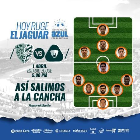 Alineación de Jaguares para el partido de la Jornada 12 vs Pumas