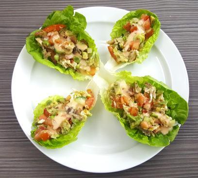 TACOS DE LECHUGA CON SALPICÓN DE PESCADO